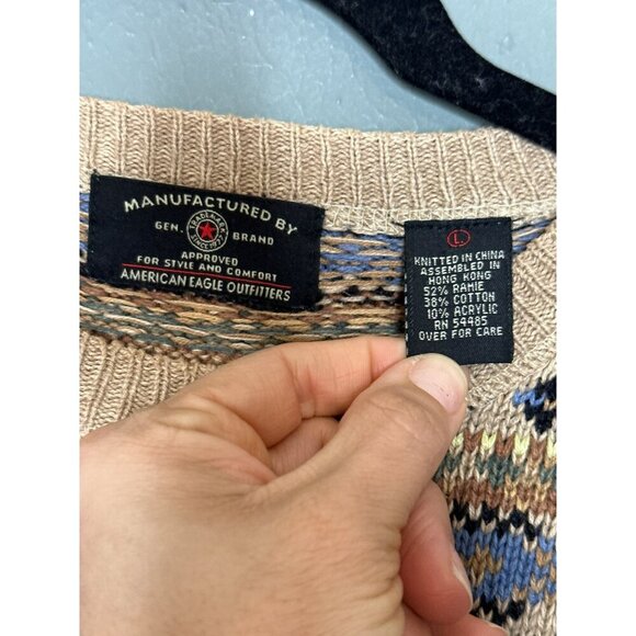 VTG American Eagle Outfitters Men's Large 90s Crewneck LS Knitted Sweater - Picture 7 of 8